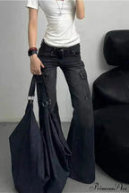 Slim Fit Low Waist Denim Cargo Pants image 4