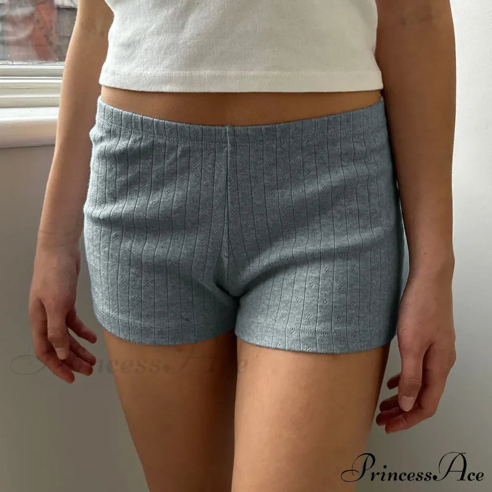 Slim Fit Retro Kawaii Solid Front Button Down Elastic Waist Pajamas Short image 5