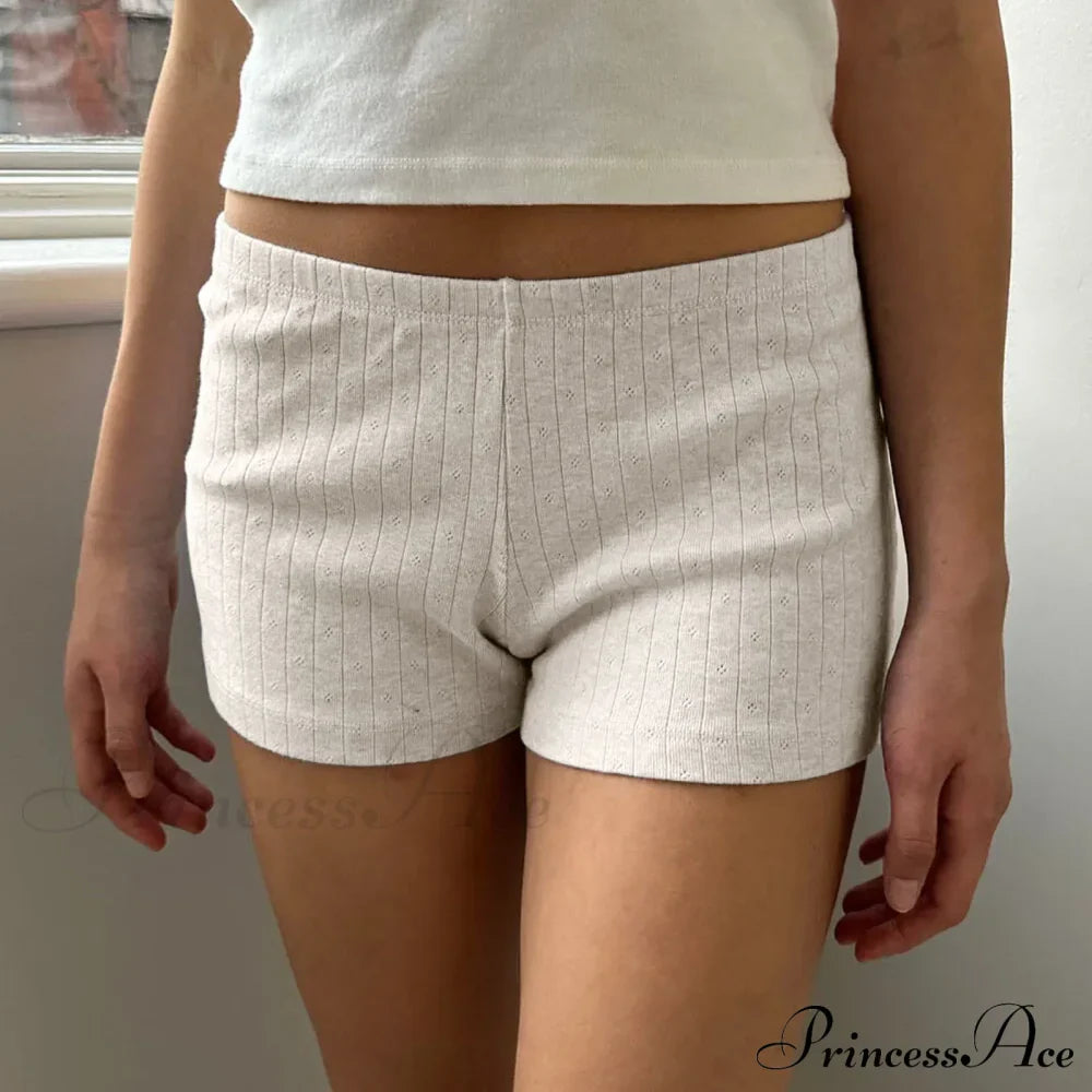 Slim Fit Retro Kawaii Solid Front Button Down Elastic Waist Pajamas Short image 1