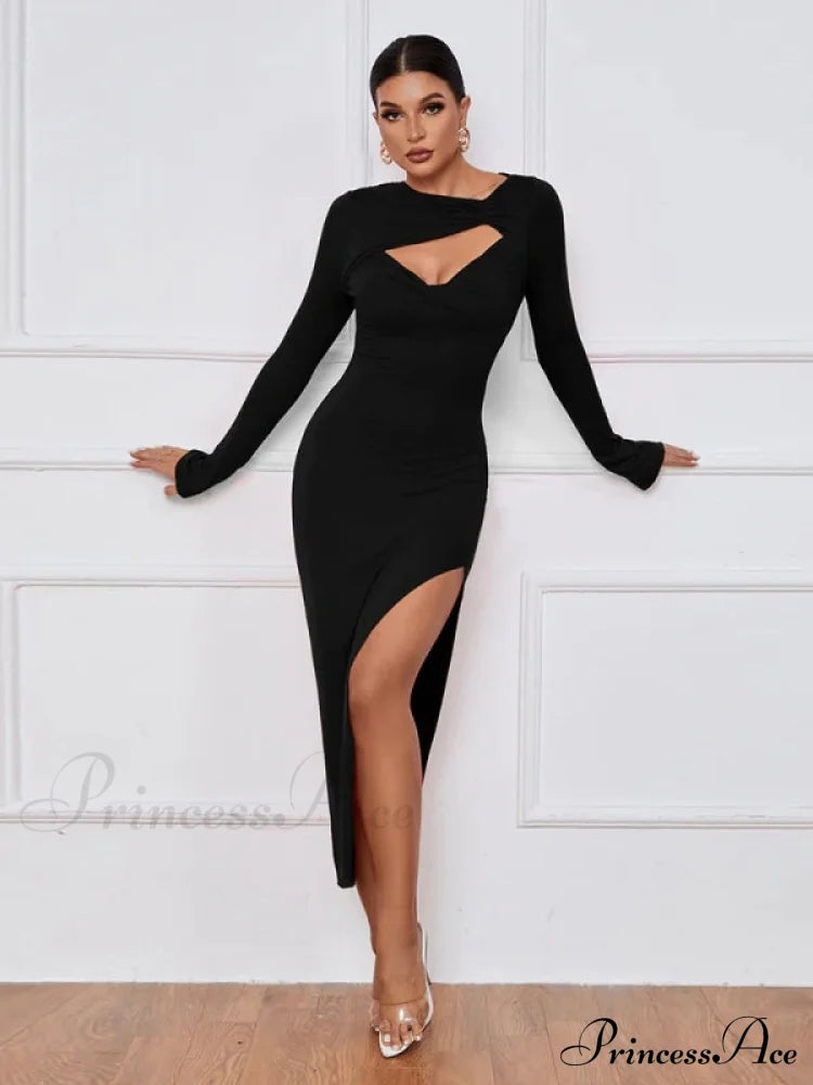 Slim Fit Split Long Sleeve Dress image 4