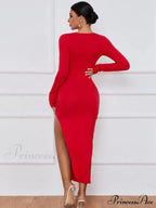 Slim Fit Split Long Sleeve Dress image 3