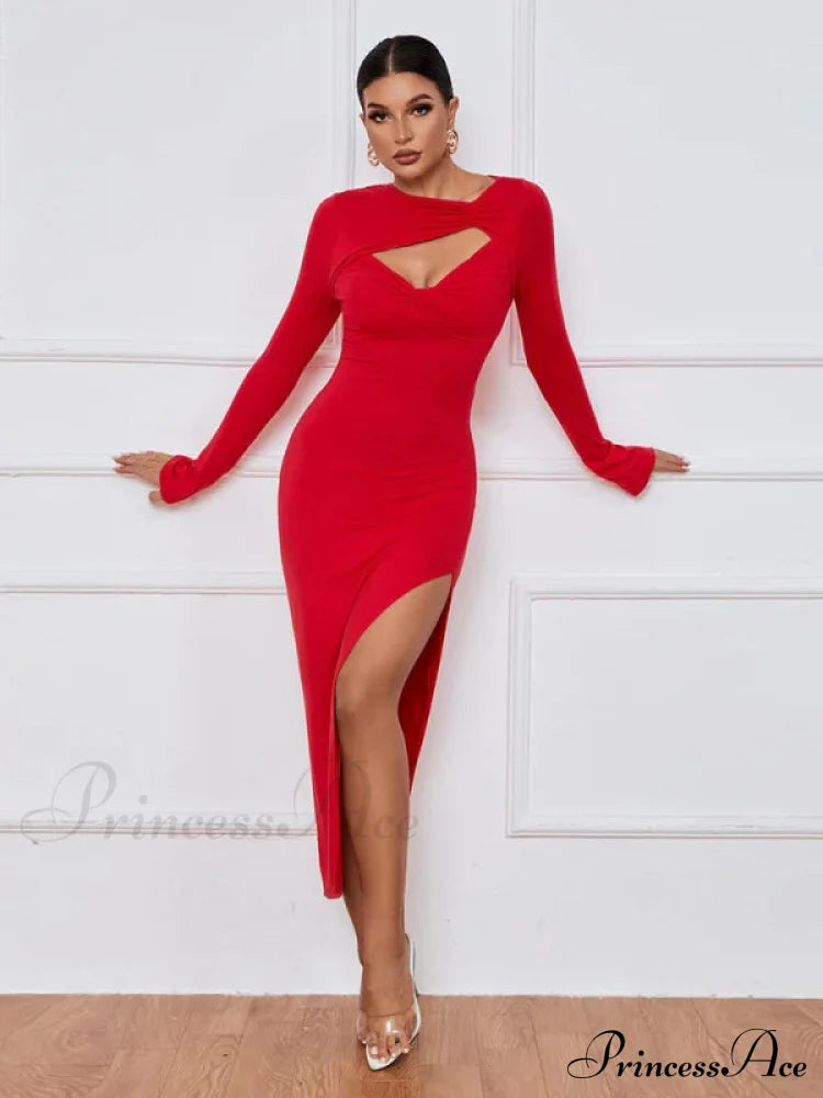 Slim Fit Split Long Sleeve Dress image 2