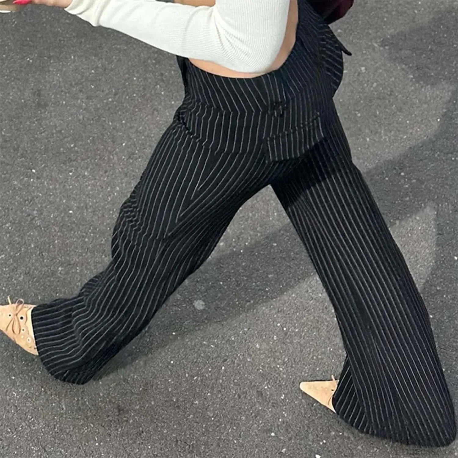 Slim Fit Striped Low Rise Pants image 3