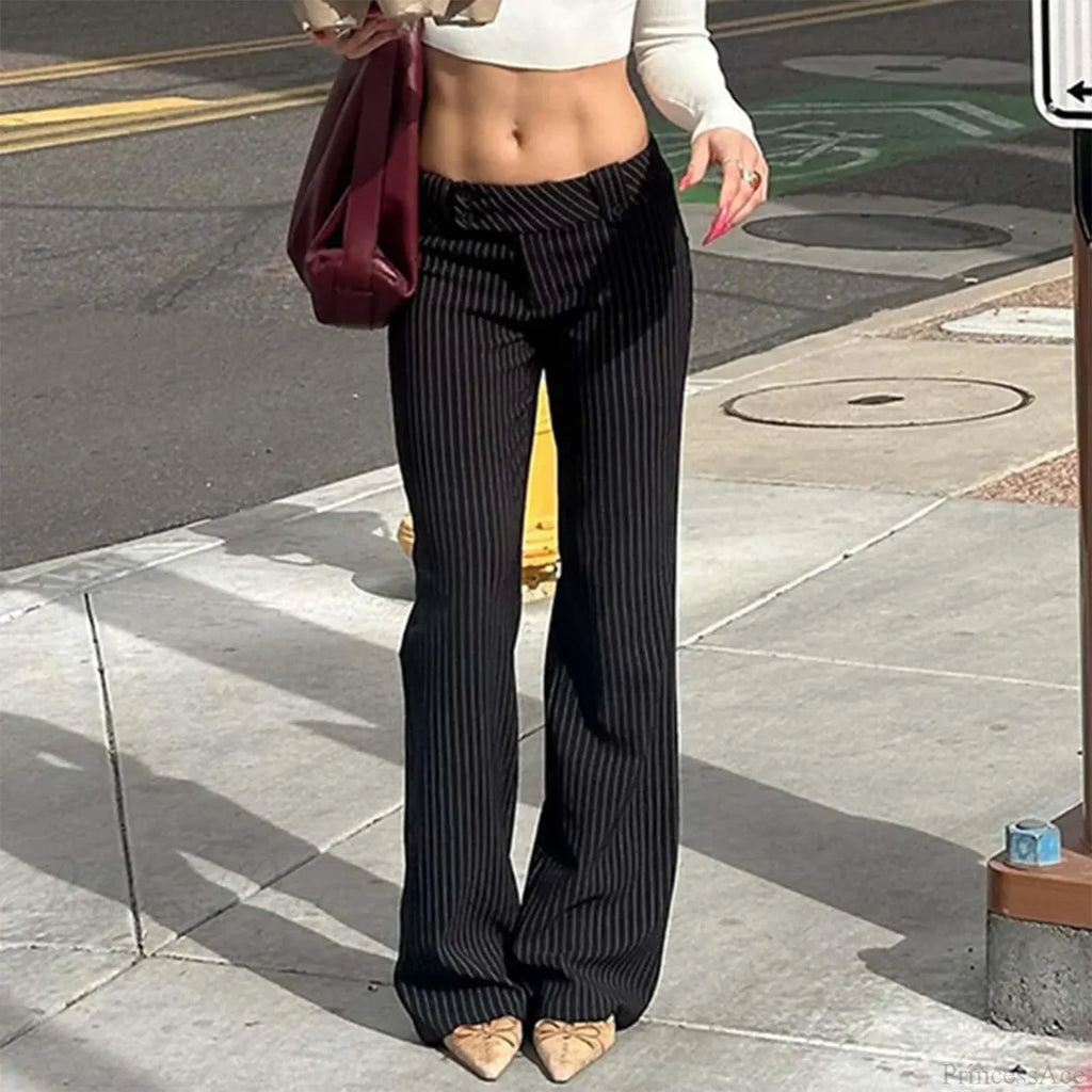 Slim Fit Striped Low Rise Pants image 1