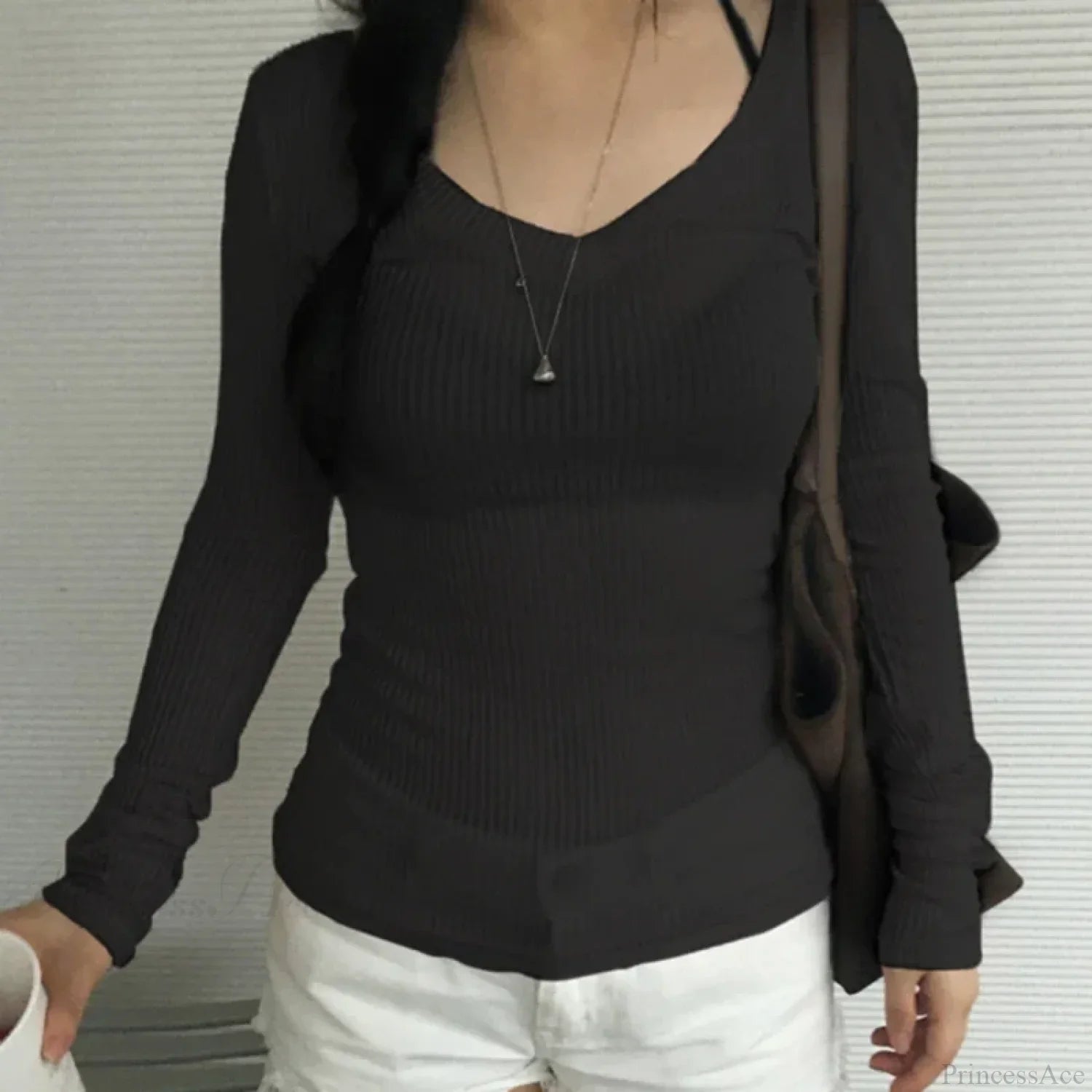 Slim-fitting Crop Top Micro-transparent V-neck Smock T-shirt Women image 6