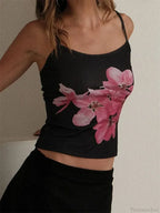 Slim Flower Print Spaghetti Strap Crop Top image 2