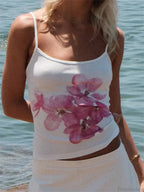 Slim Flower Print Spaghetti Strap Crop Top image 3