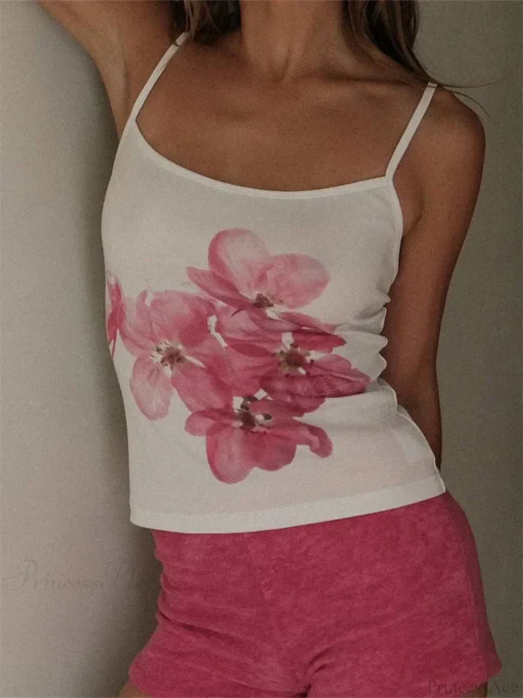 Slim Flower Print Spaghetti Strap Crop Top image 4