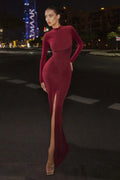 Slim High Neck Slit Bodycon Maxi Dress image 1