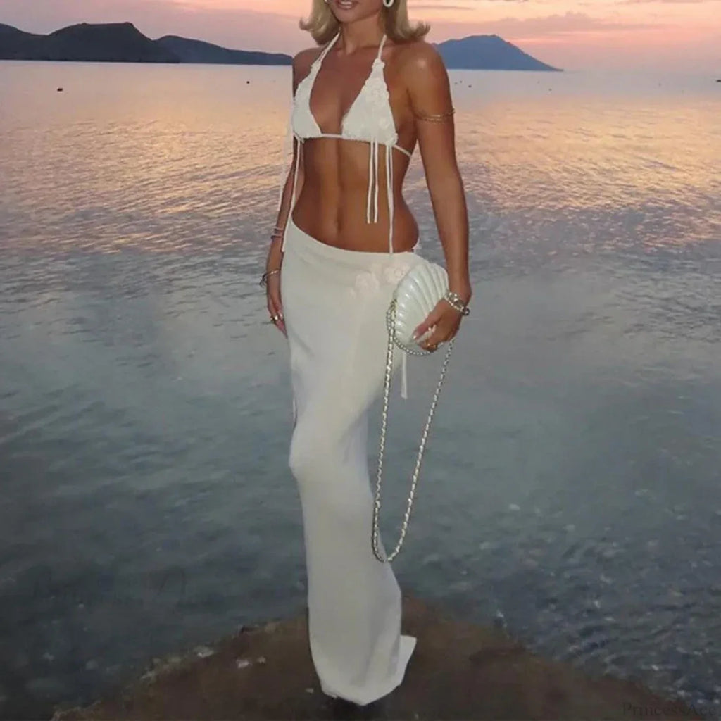 Slim Knit Flower Patchwork Bikini Set image 2