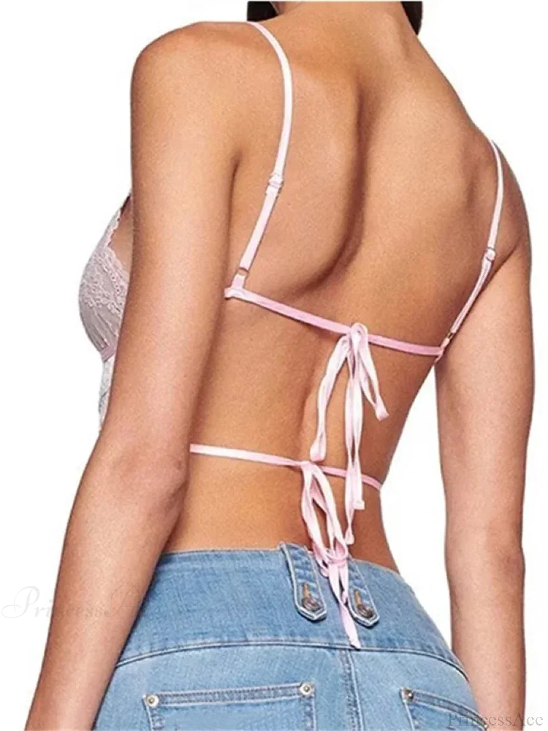 Slim Lace Bowknot Cutout Spaghetti Crop Top image 4