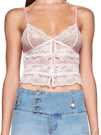 Slim Lace Bowknot Cutout Spaghetti Crop Top image 3