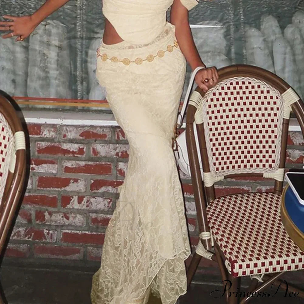 Slim Lace Trumpet See Through Sexy Maxi Skirt image 2