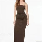 Slim Pleated Suspender Fashionable Elegant Maxi Dress image 1