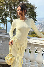 Slim Ruffled Hem Elegant Maxi Dress image 4