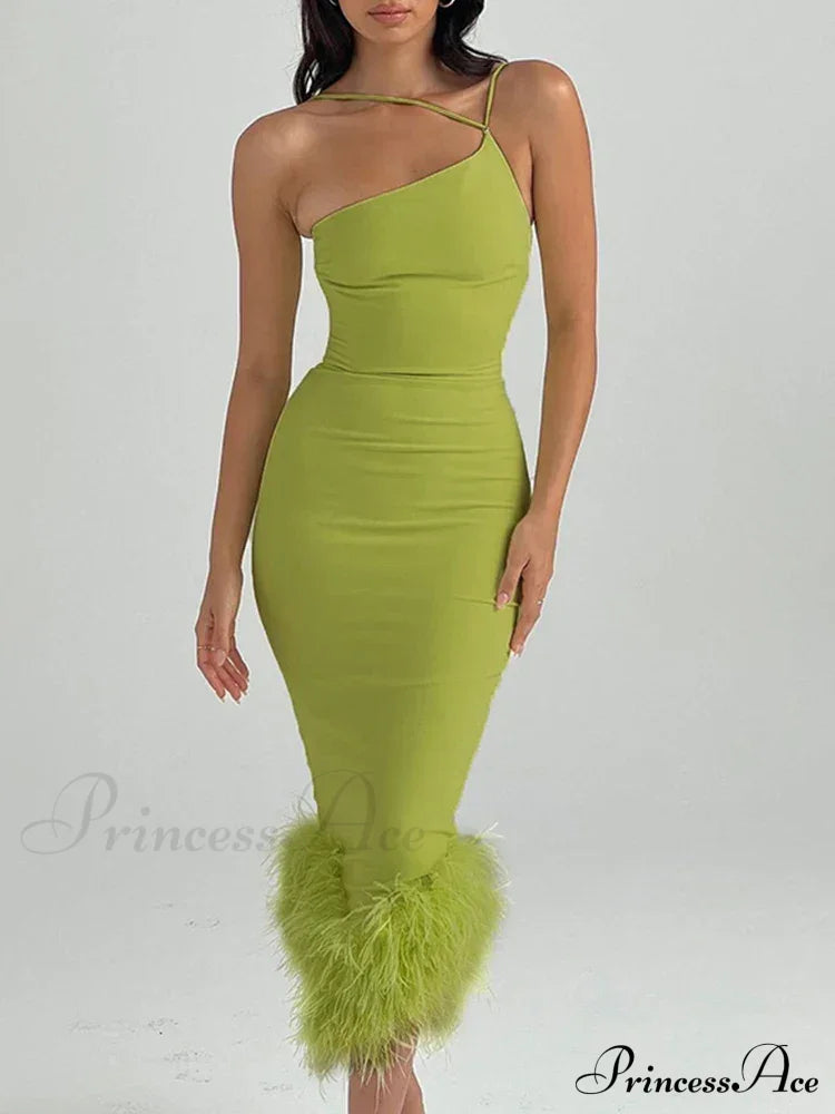 Slim Sleeveless Maxi Spaghetti Strap Backless Green Elegant Club Party Bodycon Dress image 2