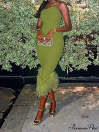 Slim Sleeveless Maxi Spaghetti Strap Backless Green Elegant Club Party Bodycon Dress image 5