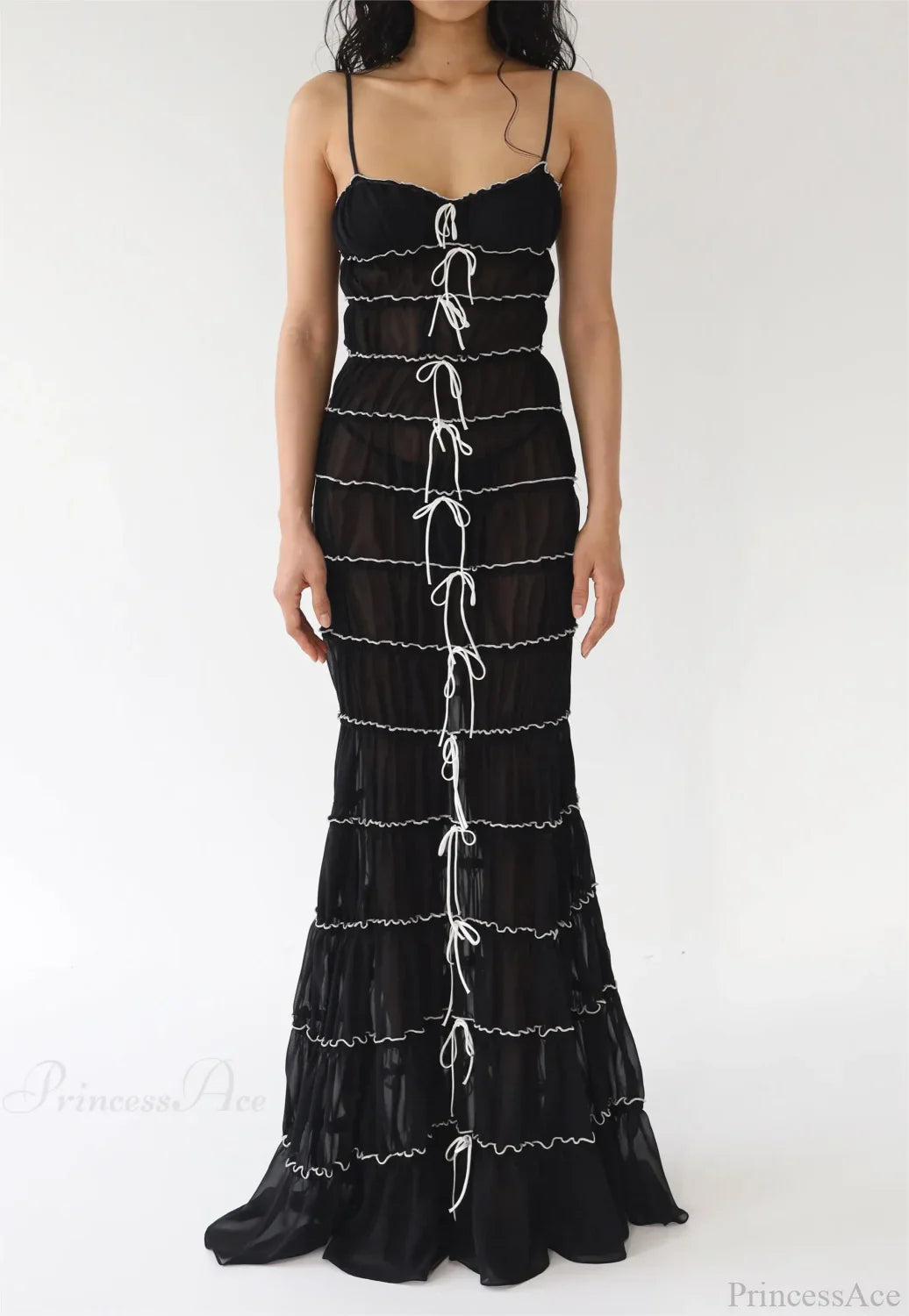 Sling Pleated See-Through Mini Dress image 10