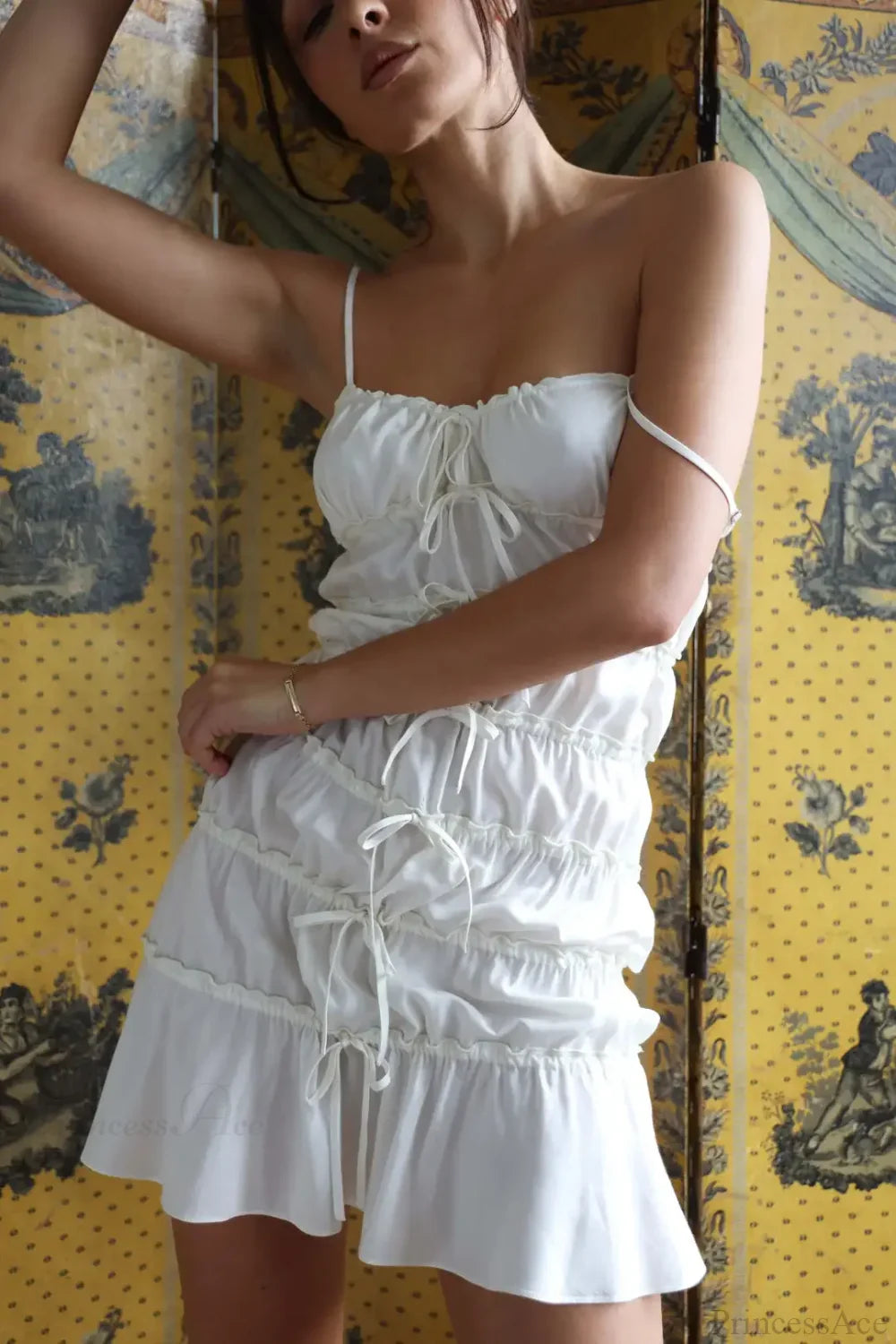 Sling Pleated See-Through Mini Dress image 4