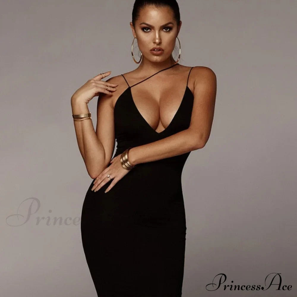 Sling V-neck Slim Fit Bodycon Long Dress image 2