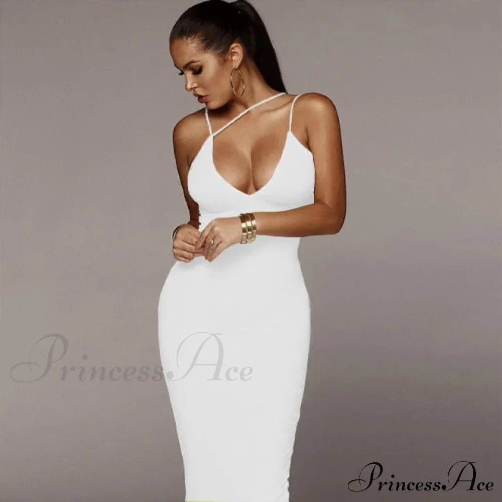 Sling V-neck Slim Fit Bodycon Long Dress image 3