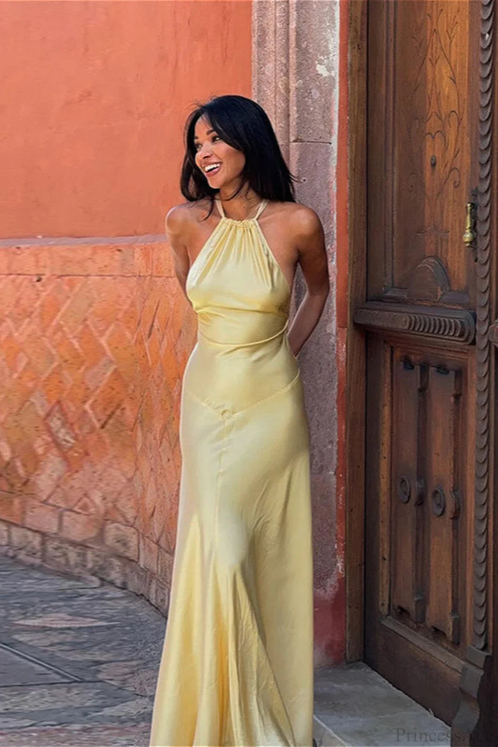 Slinky Halter Fitted Party Dress image 1