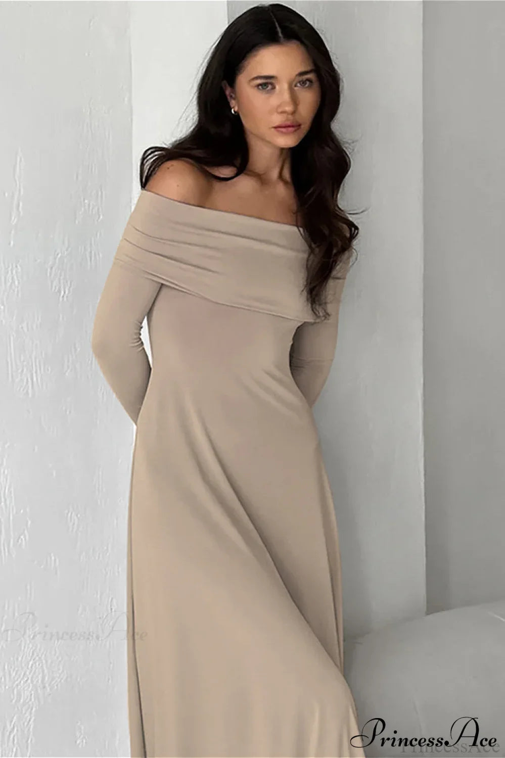 Slinky Off Shoulder Minimal Formal Maxi Dress image 3