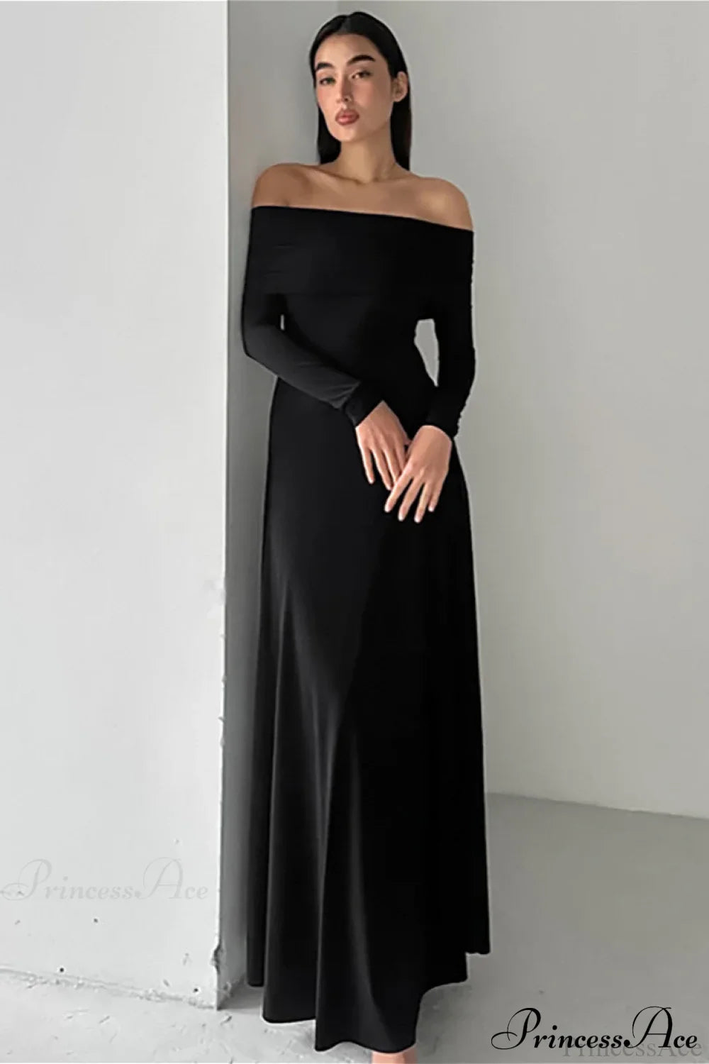 Slinky Off Shoulder Minimal Formal Maxi Dress image 5