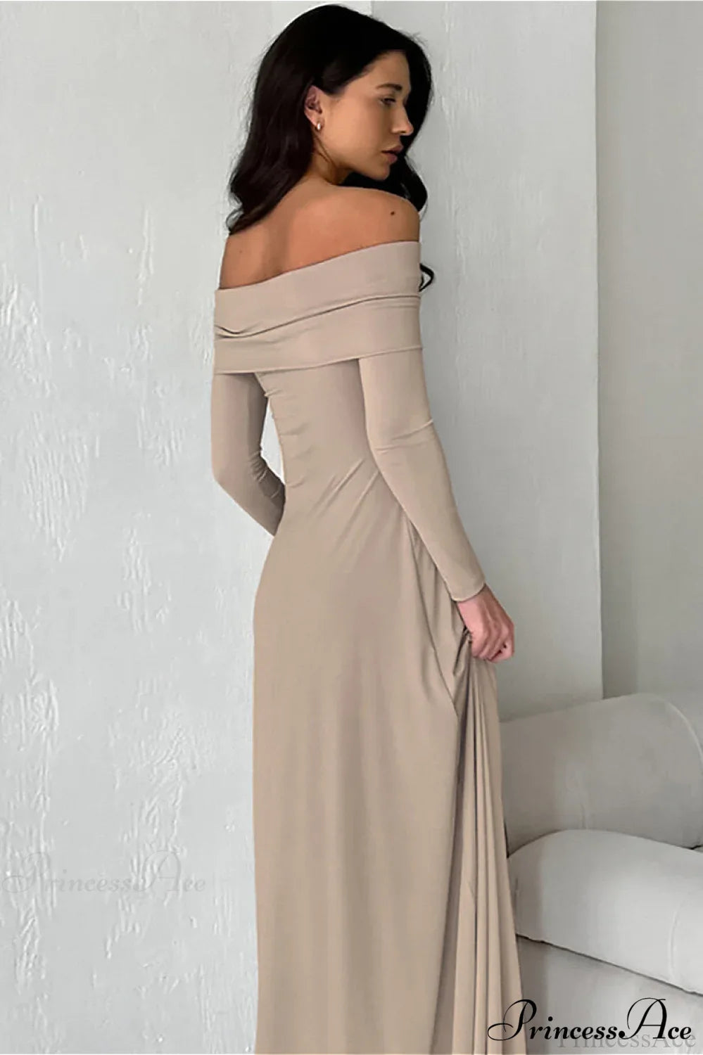 Slinky Off Shoulder Minimal Formal Maxi Dress image 2