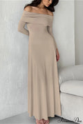 Slinky Off Shoulder Minimal Formal Maxi Dress image 1