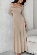 Slinky Off Shoulder Minimal Formal Maxi Dress image 1