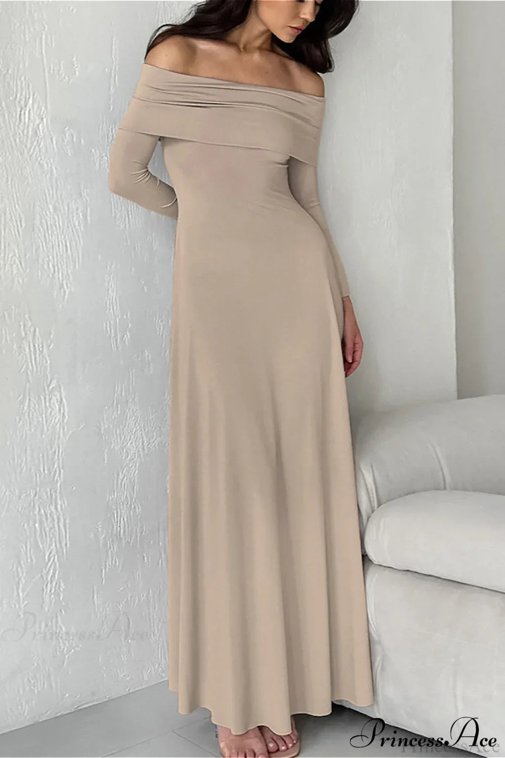 Slinky Off Shoulder Minimal Formal Maxi Dress image 1