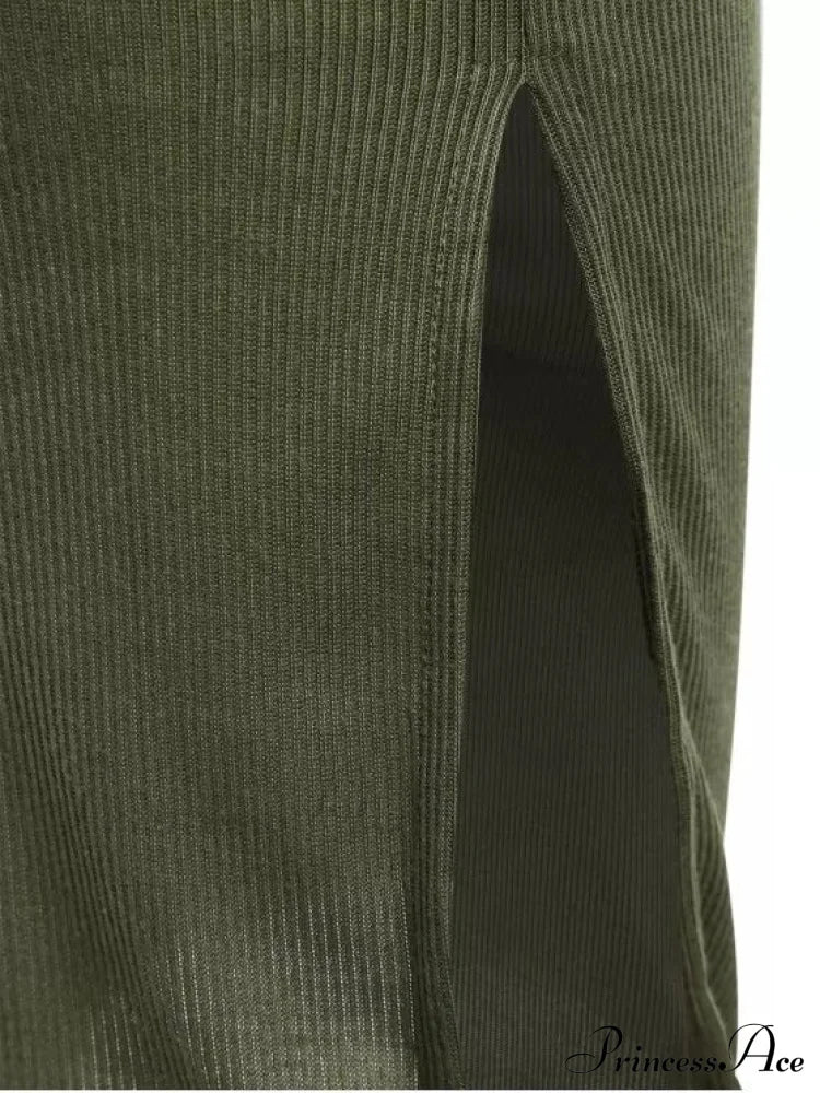 Slip Bodycon Ribbed Slit Dress image 10