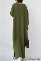 Slit Hem V Neck Sweatshirt Dress image 8