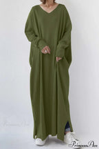 Slit Hem V Neck Sweatshirt Dress image 6