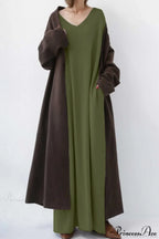 Slit Hem V Neck Sweatshirt Dress image 7