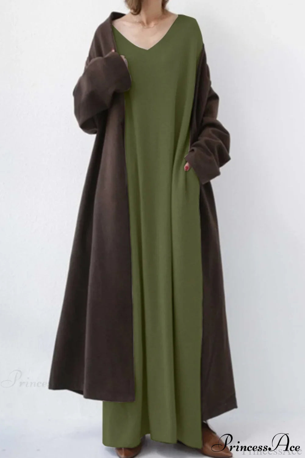 Slit Hem V Neck Sweatshirt Dress image 7