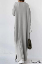 Slit Hem V Neck Sweatshirt Dress image 3