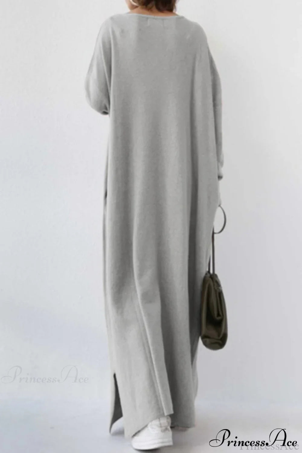 Slit Hem V Neck Sweatshirt Dress image 3