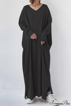Slit Hem V Neck Sweatshirt Dress image 4
