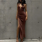 Slit Long Skirt V-neck Maxi Dress image 1