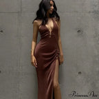 Slit Long Skirt V-neck Maxi Dress image 2