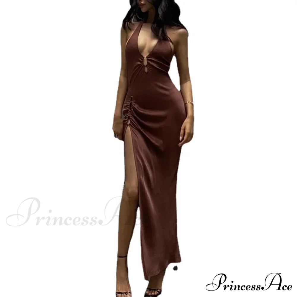 Slit Long Skirt V-neck Maxi Dress image 6