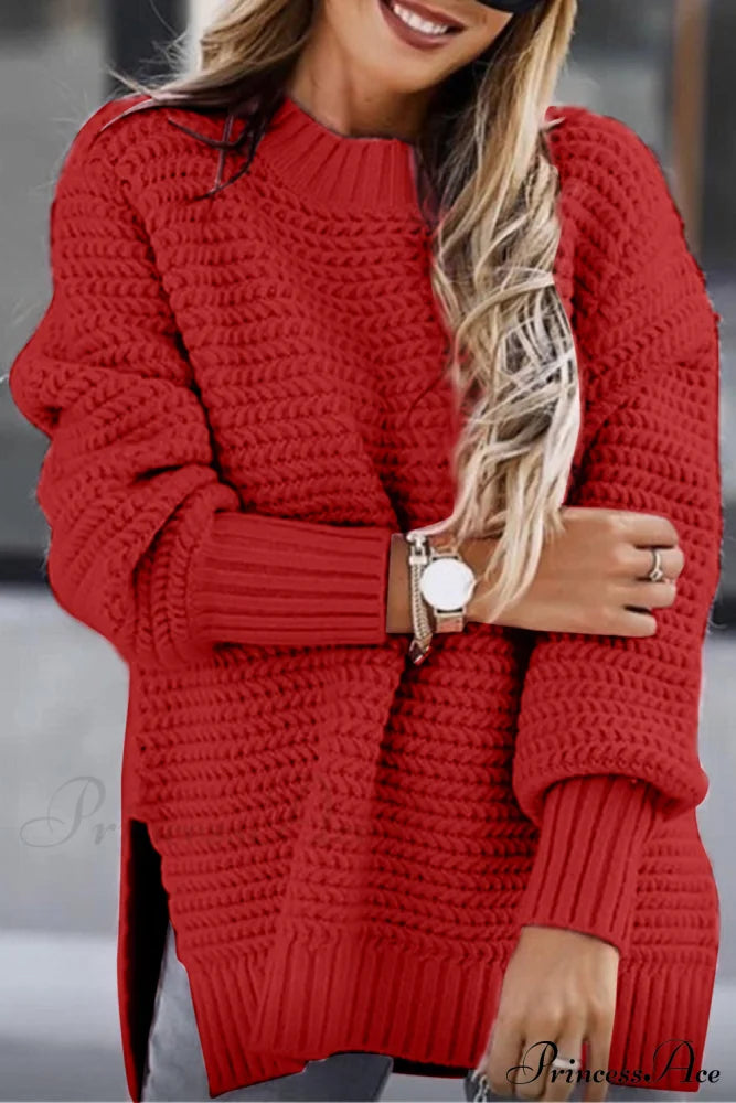 Slit Neck Round Sweater image 4