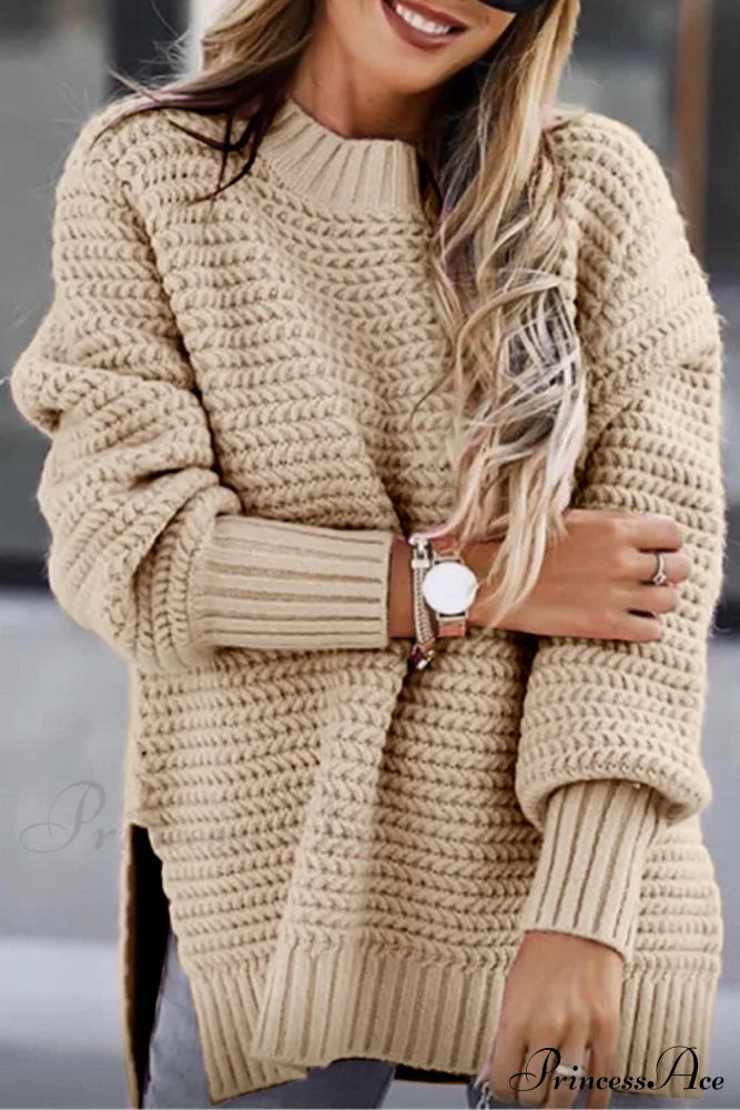 Slit Neck Round Sweater image 7