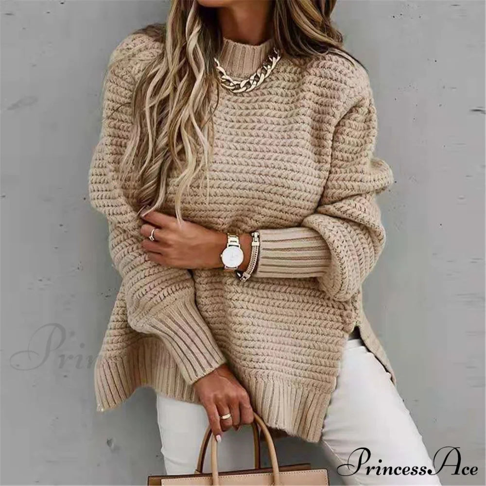 Slit Neck Round Sweater image 1