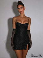 Slit Spaghetti Strap Fashion Mini Dress image 4