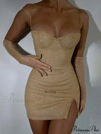 Slit Spaghetti Strap Fashion Mini Dress image 1