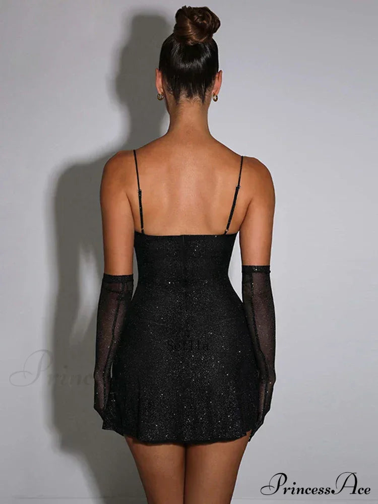Slit Spaghetti Strap Fashion Mini Dress image 5