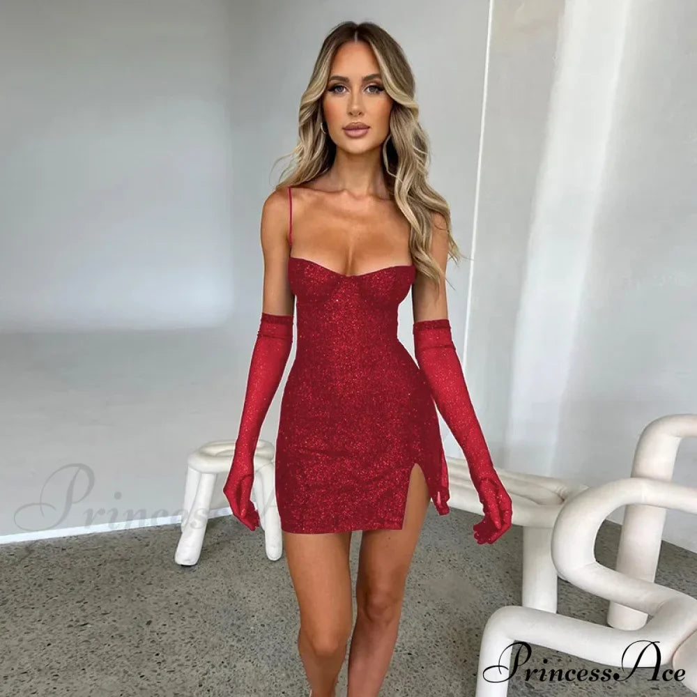 Slit Spaghetti Strap Fashion Mini Dress image 8